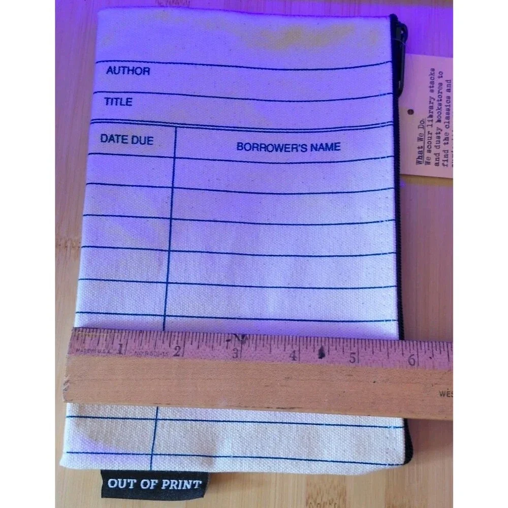 Out Of Print Library Card Pencil Pouch / Makeup Bag Zipper